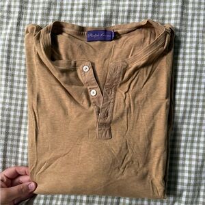 Ralph Lauren Men's Casual Brown Button Down Shirt